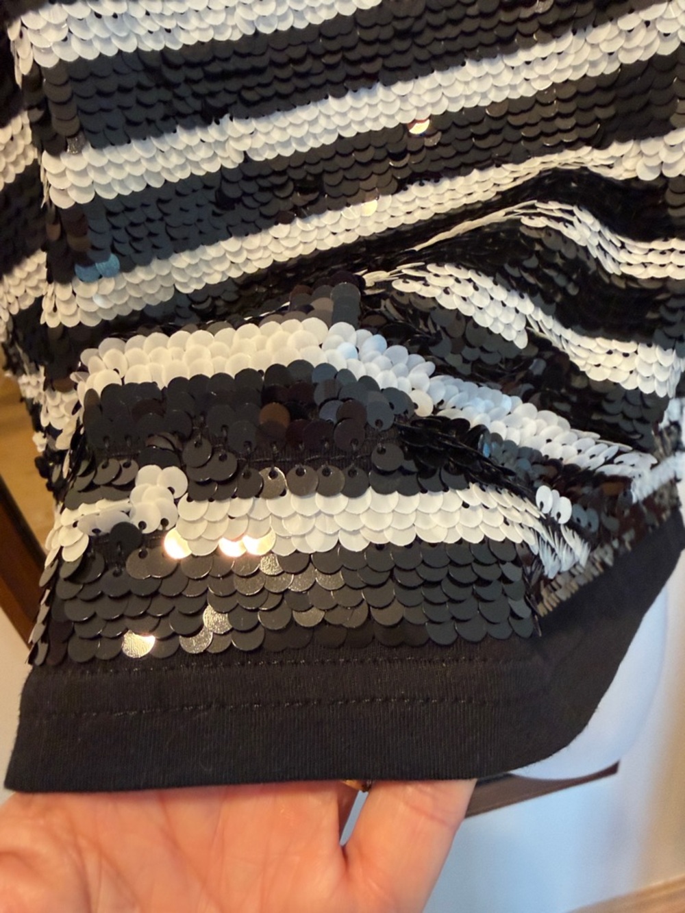 J. Crew Sequin Embellished Striped Tee NWT M - Picture 3 of 6